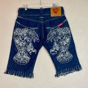 Ed Hardy Men's Blue Denim Shorts Size 32